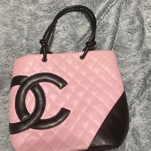 Pink & Black Chanel Bucket purse with  serial numbers